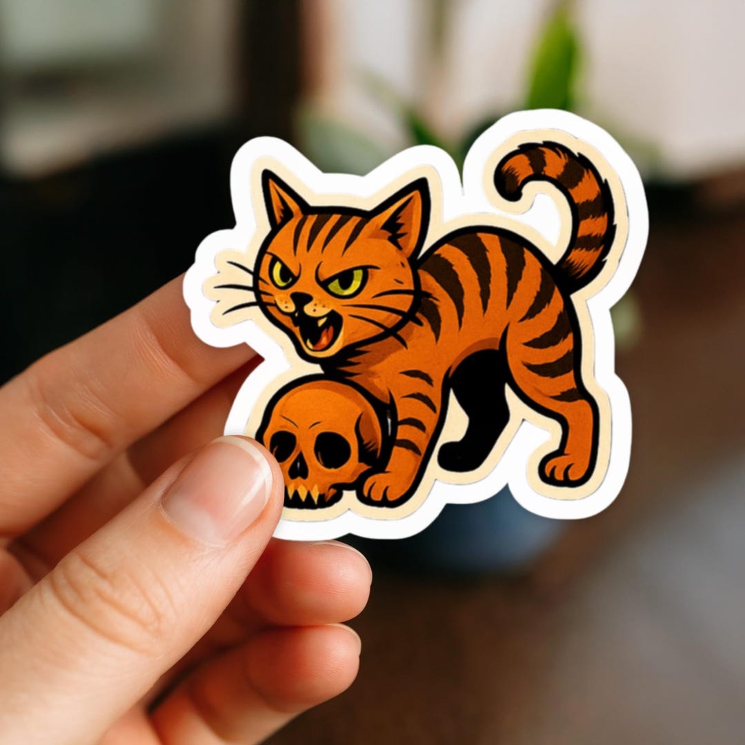 Skeleton Kitty Halloween Skeleton Cat Sticker - Spooky Goth Kitty Vinyl Decal - Etsy