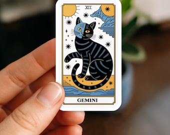 Gemini Cat Zodiac Sticker : Astrology Tarot Vinyl Decal