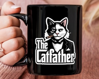The Catfather Mug: Funny Cat Dad Gift, Mafia Parody Coffee Mug