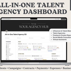 All-in-One Talent Agency OS | Notion Template | Manage Clients, Campaigns, Contracts, Payments, Expenses & Business | Talent Managers