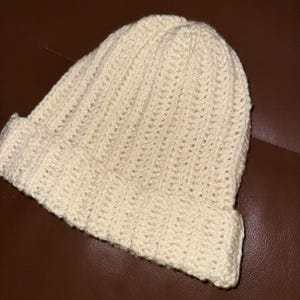 beige crochet beanie