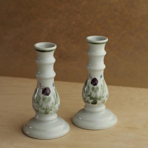 Pair of Candlesticks in Thistleware by Buchan | Made in Scotland circa 1950