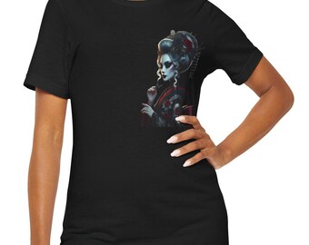 Gothic Geisha Schmetterling Tee, japanische Kleidung, Geschenk für sie, Schwester, Freundin einzigartiges Geschenk, Alternative Gothic Top, Schwester einzigartiges Geschenk
