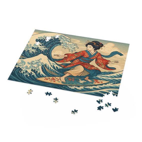 Surfing Geisha 500-piece Jigsaw Puzzle, Cool, Edgy, Fun Introvert