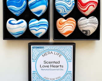 Scented Hearts Air Freshener for Wardrobe, Drawers & Car | Essential Oil Aroma Stones | Handmade UK Vegan Home Fragrance | Gift for Her