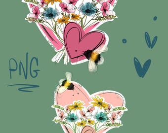 Mother's Day Floral Heart PNG: Sublimation Design (Digital Download)