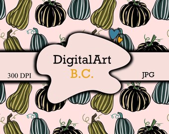 Halloween Pumpkin Seamless Pattern, Fall Fabric Print (JPG)