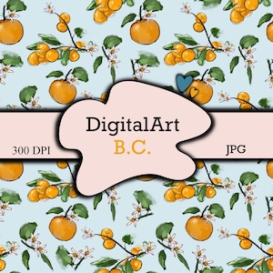 Oranges Citrus Fruit Seamless Pattern, Repeat Tile Surface Pattern, Fabric Digital Paper, Fruit Pattern, Digital Paper, Scrapbook Paper
