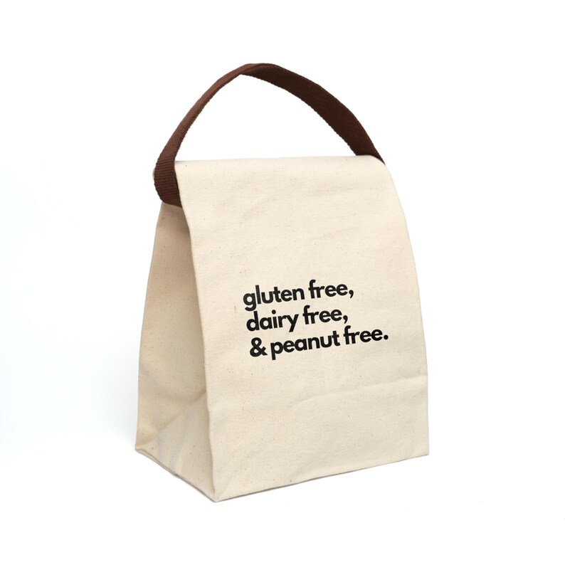 Personalized Allergen-friendly Canvas Lunch Bag with Strap, Gluten-free, Dairy-free, Soy-free, Nut-free, Allergen-free, Vegan, Snack Bag image 6