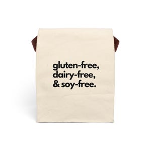 Personalized Allergen-friendly Canvas Lunch Bag with Strap, Gluten-free, Dairy-free, Soy-free, Nut-free, Allergen-free, Vegan, Snack Bag image 4