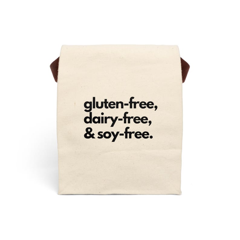 Personalized Allergen-friendly Canvas Lunch Bag with Strap, Gluten-free, Dairy-free, Soy-free, Nut-free, Allergen-free, Vegan, Snack Bag image 4