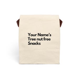 Personalized Allergen-friendly Canvas Lunch Bag with Strap, Gluten-free, Dairy-free, Soy-free, Nut-free, Allergen-free, Vegan, Snack Bag image 5
