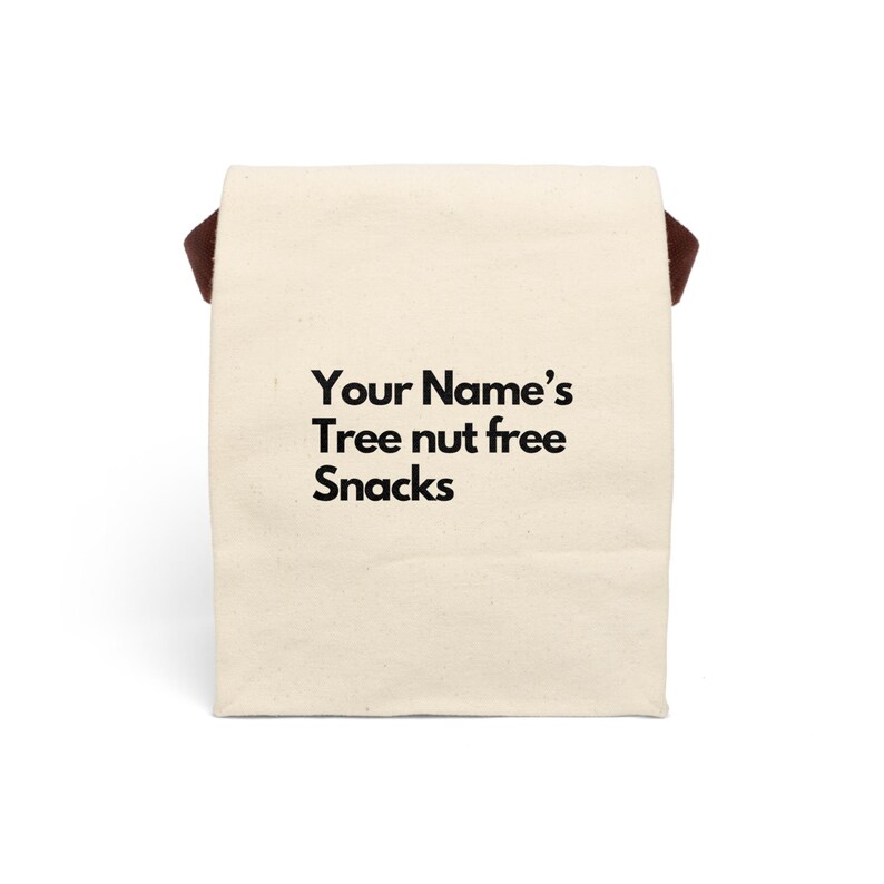 Personalized Allergen-friendly Canvas Lunch Bag with Strap, Gluten-free, Dairy-free, Soy-free, Nut-free, Allergen-free, Vegan, Snack Bag image 5