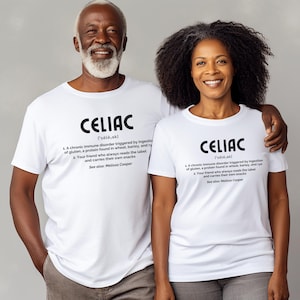 Personalized Name Celiac Definition Tshirt, Custom Gluten free Gift, Unisex Short Sleeve Tee, Celiac Awareness Month Solidarity Support