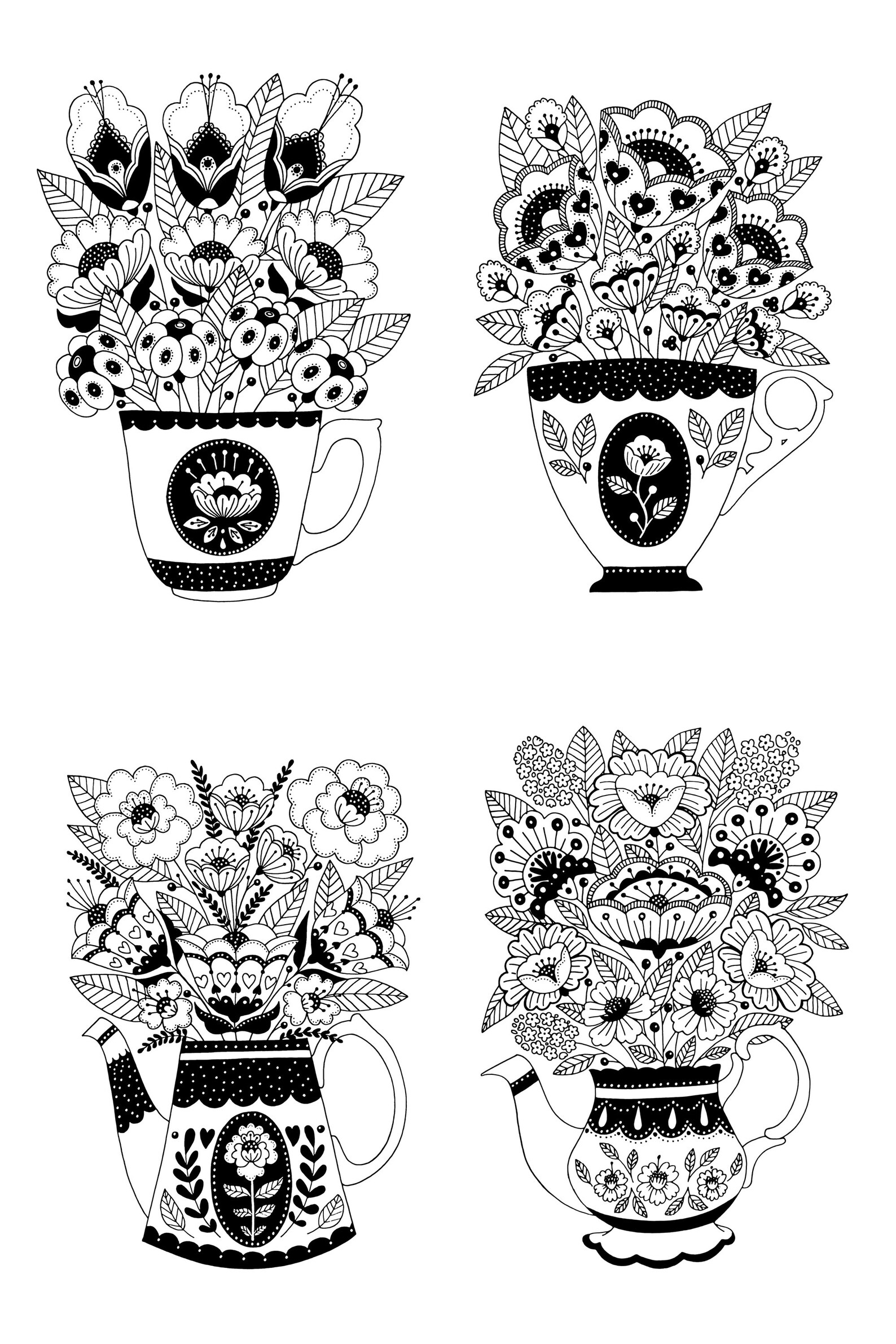 Adult coloring page 8 pack printable colouring spring etsy uk