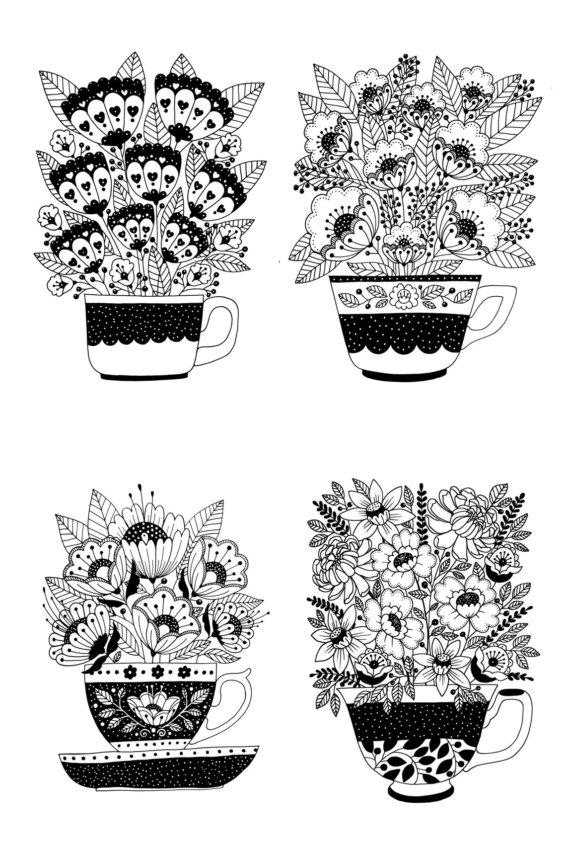 Adult Coloring Page 8 Pack Printable Colouring Spring Etsy UK