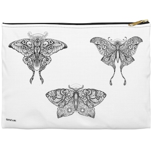 Death&#39;s Head Moths - Accessory Pouch (Hand Drawn Art)