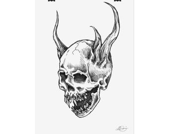 Czaszka Memento Mori – wydruk w rolce A3 (rysunek ręczny)