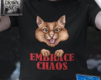 Koszulka Chaos Cat – unisex (rysunek rysowany ręcznie)