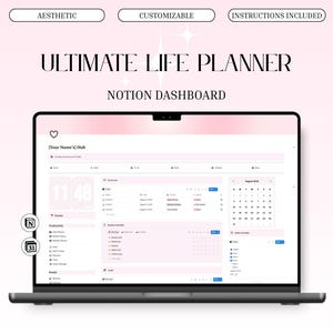 Notion Life Planner All in One Ultimate Notion Dashboard It Girl Aesthetic Notion Template Aesthetic Personal Planner