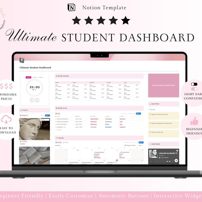 Notion Homework Template - Etsy