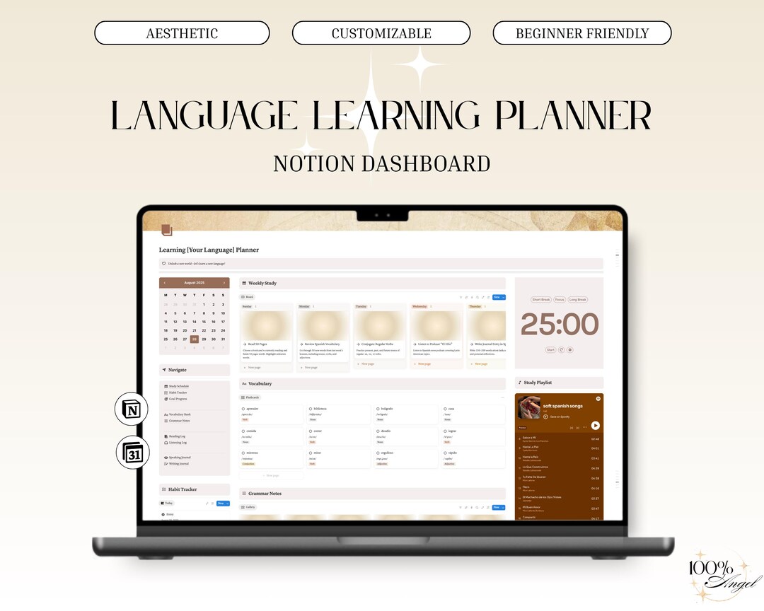 Notion Language Learning Planner | Ultimate Language Learner Dashborard ...