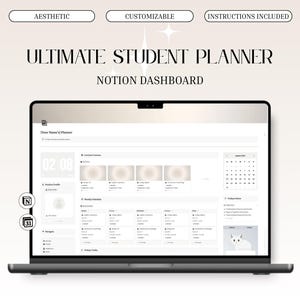 Notion Student Planner Template Academic Ultimate Planner Notion University College Planner Aesthetic Student Dashboard Notion