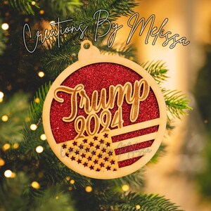 Donald Trump 2024 Christmas Ornament, Trump Ornament, MAGA Gift, Republican Gift, Patriotic Gift, Glitter Ornament