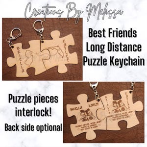 Ineinandergreifendes Puzzleteil-Schlüsselanhänger, perfekt für Beste Freunde und Verwandte, Fernkarte, Personalisiert, Optional mit Foto und Rückseite