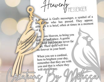 Custom Wood Cardinal Ornament, Story Card, Christmas Ornament with Heavenly Messenger Story, Remembrance Ornament, In Loving Memory