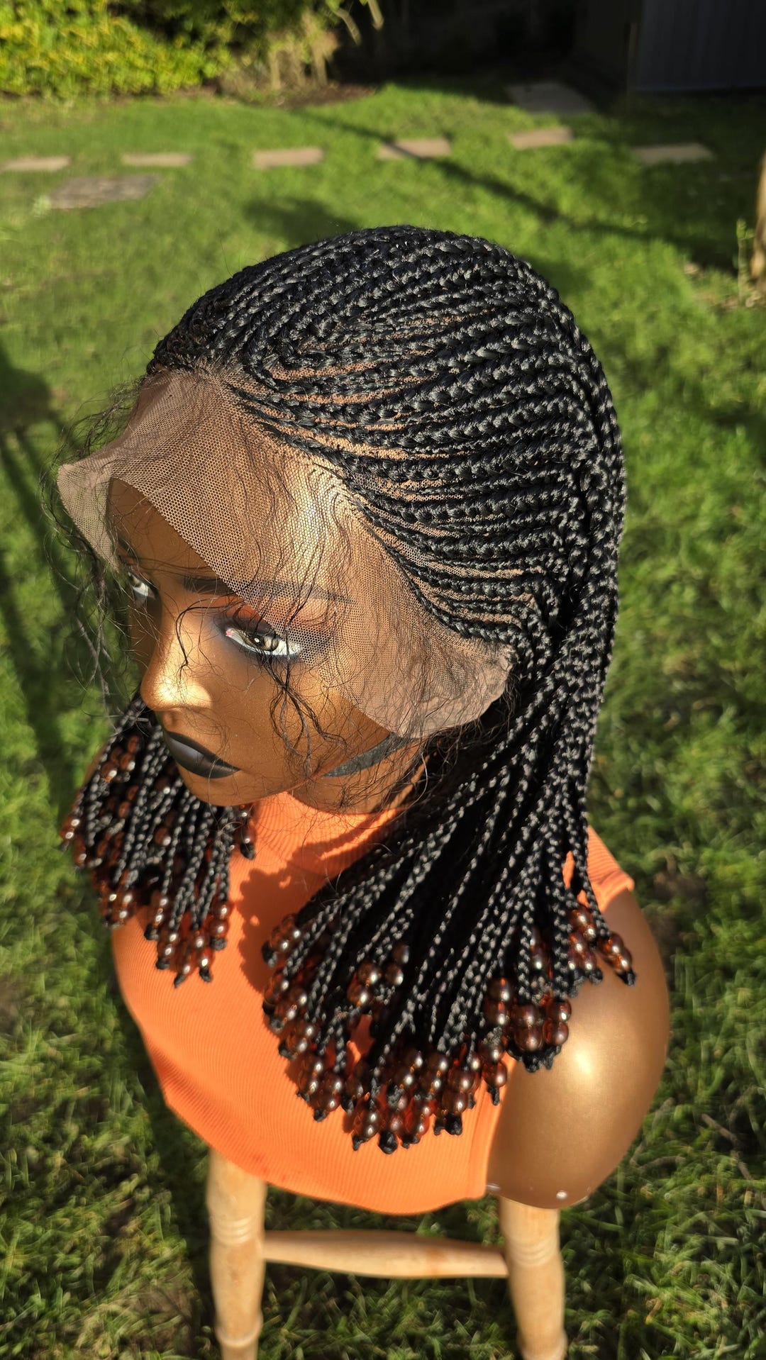 Cornrow Braided Wig Full Lace Etsy 