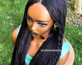 Peluca trenzada hecha a mano para mujeres negras - Lista para enviar