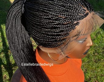 Full Lace Braided Wig, Small Sized Braids, Black Women Wig