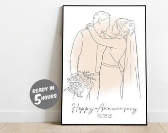 Desenho personalizado, Desenho de uma linha personalizado, Retrato de uma linha, Presente personalizado, Aniversário de casamento, Arte de linha, Retrato personalizado