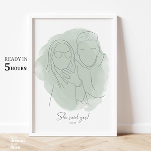 Benutzerdefinierte Linie Kunst Porträt, personalisiertes Geschenk für die Familie, benutzerdefinierte Linie Zeichnung vom Foto, Geschenk für ihn