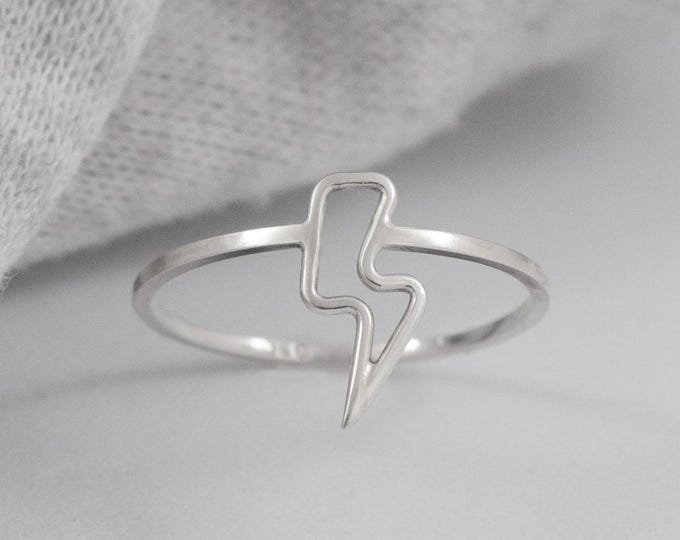 925 Sterling Silver Minimalist Ring, Lightning Ring, Women's Ring, Silver Ring, Gift for Women.