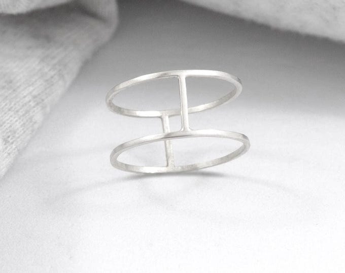 Anillo de doble aro, anillo minimalista de plata