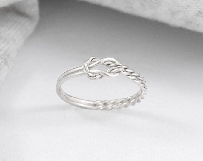 delicate braided sailor knot ring, bohemian ring, fashion ring, modern ring, women's ring, silver rings.