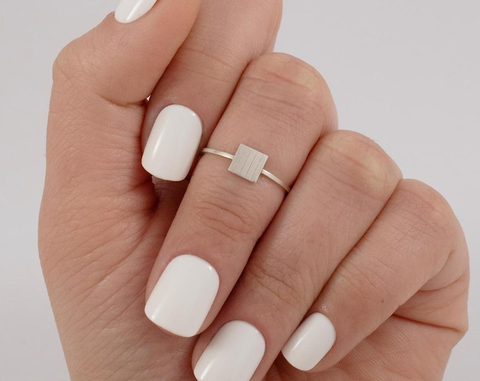 minimalist silver ring, square ring, women's ring, bohemian ring, simple silver ring, silver rings.