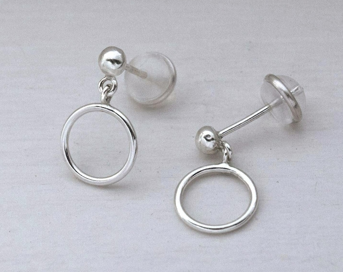 Circle dangle earrings, minimalist jewelry, silver accessories, fine jewelry