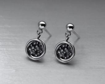 Stud earrings with intertwined circles and mini crystals, elegant handmade jewelry
