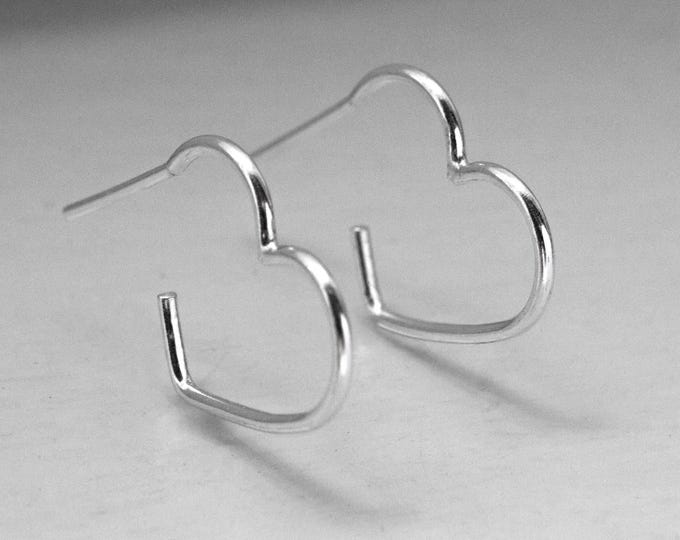 Minimalist Silver Heart Hoop Earrings Romantic Gift