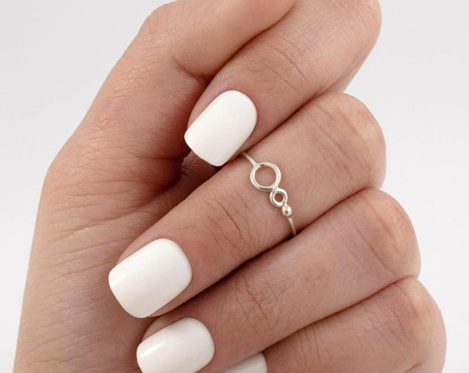 Delicate circle ring, minimalist sterling silver ring.