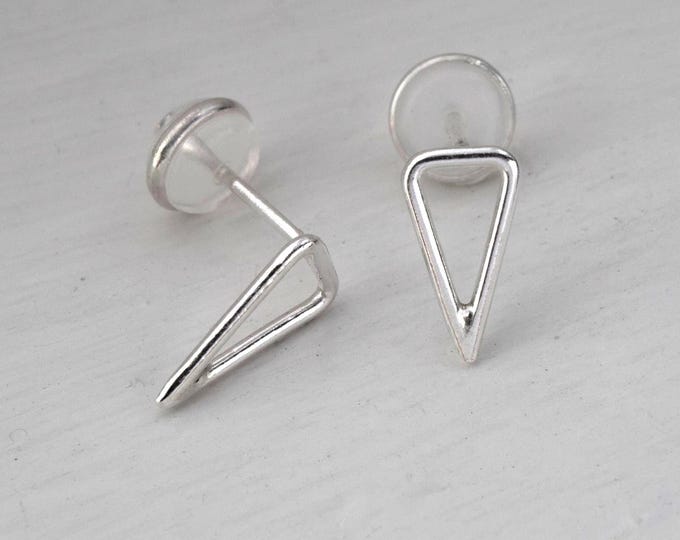 925 Silver Triangle Earrings – Geometric and Minimalist Design