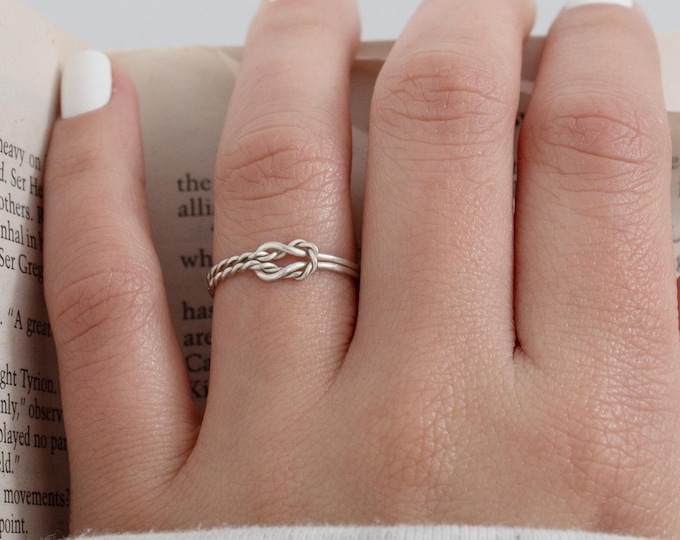 delicate braided sailor knot ring, bohemian ring, fashion ring, modern ring, women's ring, silver rings.