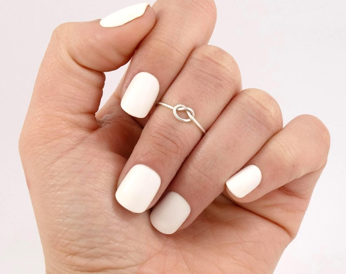 Anillo de nudo de plata de ley 925, diseño de nudo de amor delicado