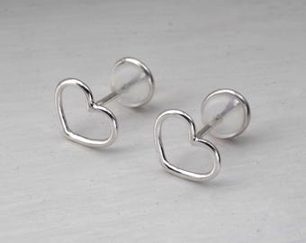 925 Sterling Silver Heart Earrings – Handmade Minimalist Jewelry | Gift for Women