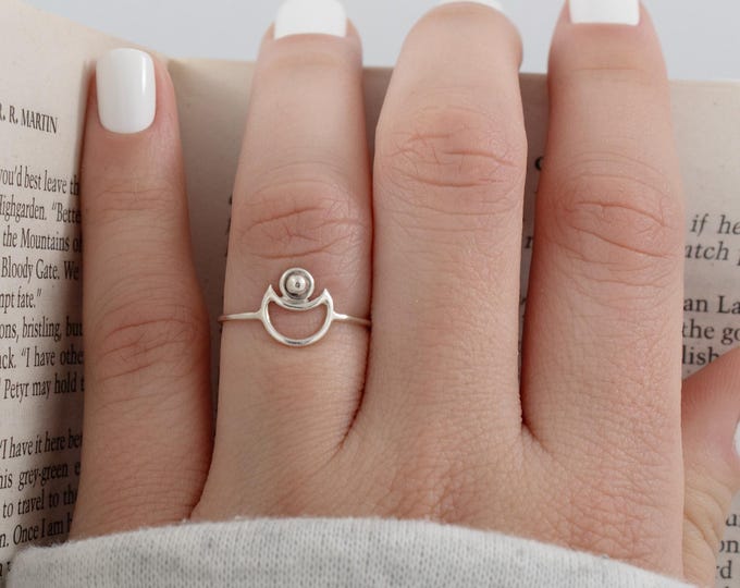 delicate moon and sun ring, bohemian ring, magic ring, fashion ring, modern ring, women's ring, silver rings