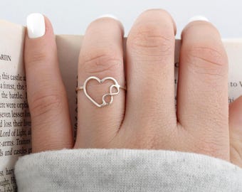Heart and infinity ring. 925 silver ring, promise ring, best friend ring, minimalist silver ring.