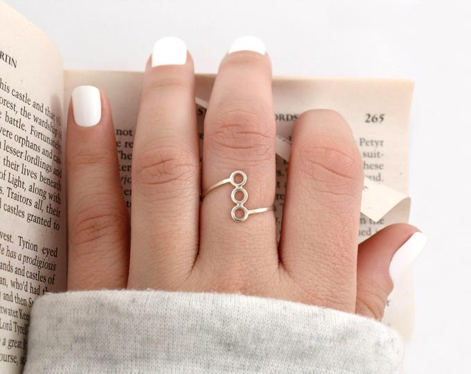 Anillo minimalista de plata de Ley, anillo de círculos
